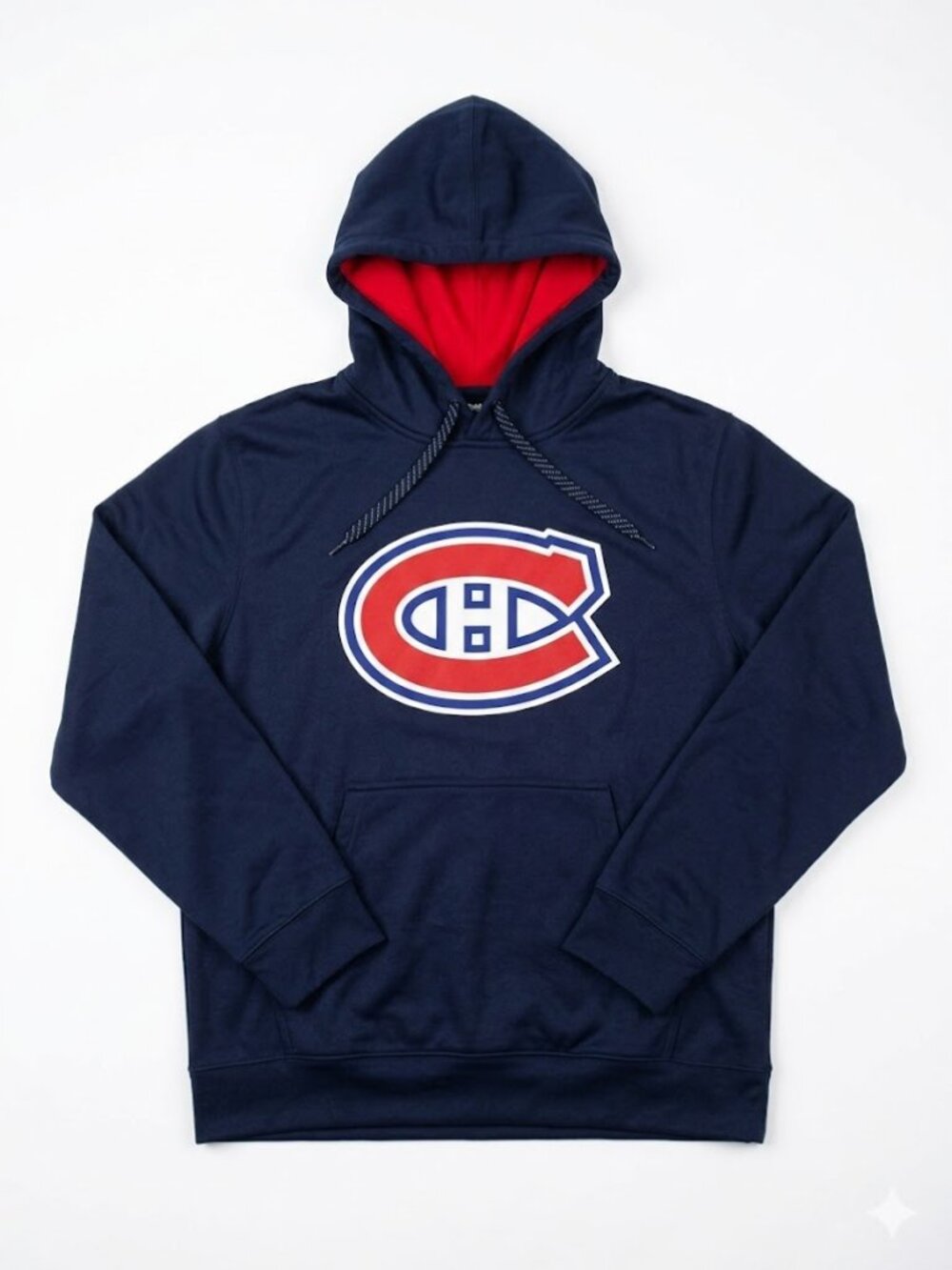 HABS Montreal Canadiens NHL Reebok Speedwick Hoodie Navy Blue Red Men's XL